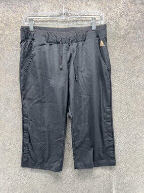 Adidas Pants Womens Small Black Capri Drawstring Pockets Athletic Gym